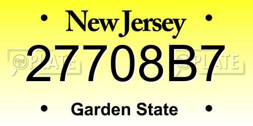 27708B7 New Jersey License Plate