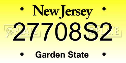 27708S2 New Jersey License Plate