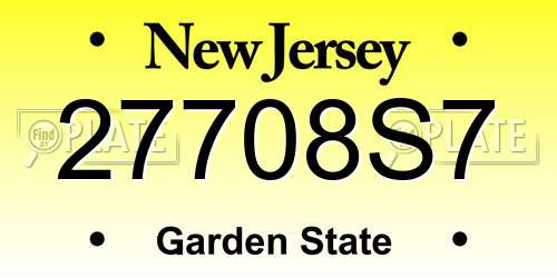 27708S7 New Jersey License Plate