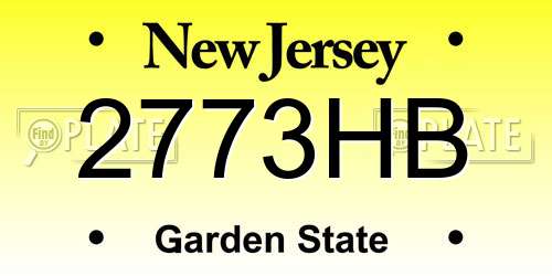 2773HB New Jersey License Plate