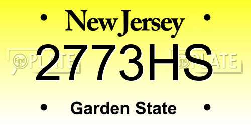 2773HS New Jersey License Plate