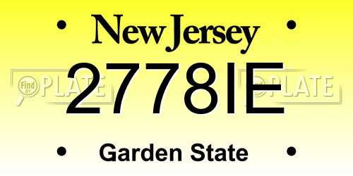 2778IE New Jersey License Plate