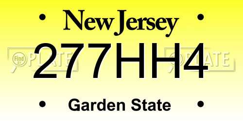 277HH4 New Jersey License Plate