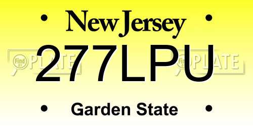 277LPU New Jersey License Plate