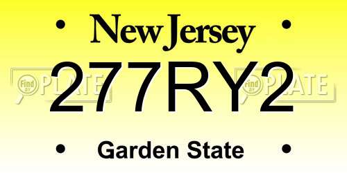 277RY2 New Jersey License Plate