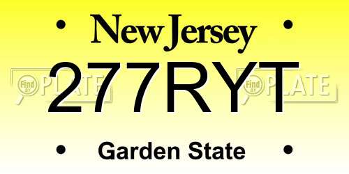 277RYT New Jersey License Plate