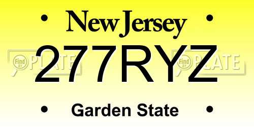 277RYZ New Jersey License Plate