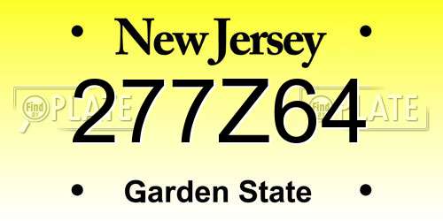 277Z64 New Jersey License Plate