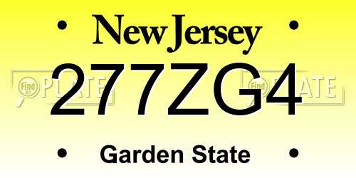 277ZG4 New Jersey License Plate