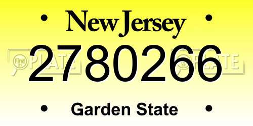 2780266 New Jersey License Plate