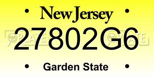 27802G6 New Jersey License Plate