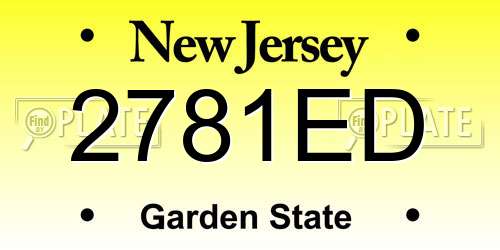 2781ED New Jersey License Plate