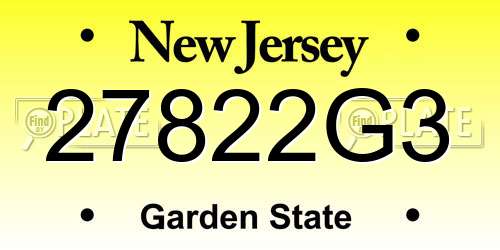27822G3 New Jersey License Plate