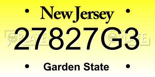 27827G3 New Jersey License Plate