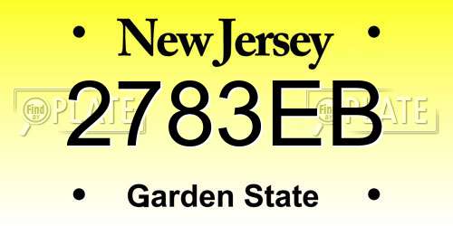 2783EB New Jersey License Plate