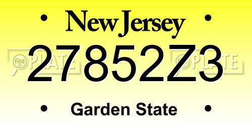 27852Z3 New Jersey License Plate