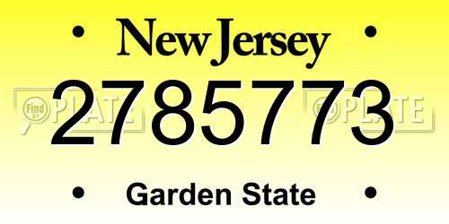 2785773 New Jersey License Plate