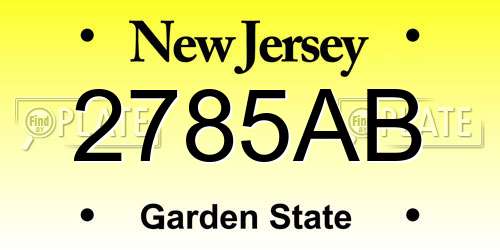 2785AB New Jersey License Plate