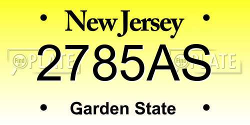 2785AS New Jersey License Plate