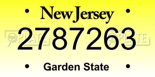 2787263 New Jersey License Plate