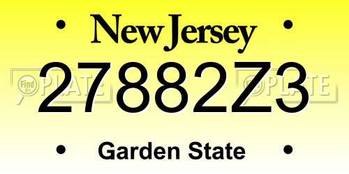 27882Z3 New Jersey License Plate