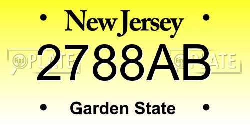 2788AB New Jersey License Plate
