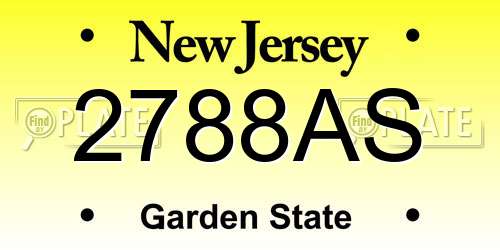2788AS New Jersey License Plate