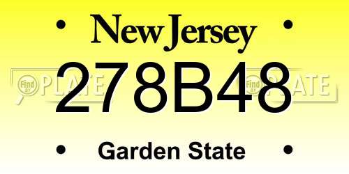 278B48 New Jersey License Plate