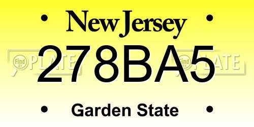 278BA5 New Jersey License Plate