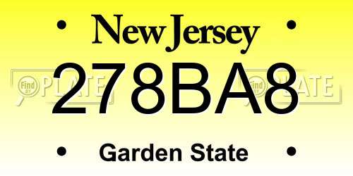 278BA8 New Jersey License Plate