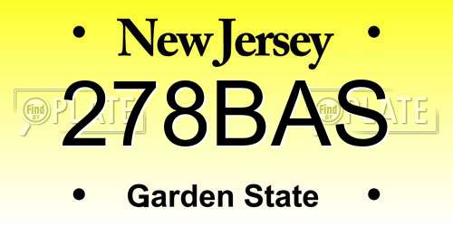 278BAS New Jersey License Plate