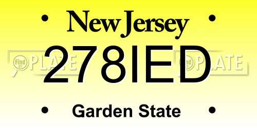 278IED New Jersey License Plate