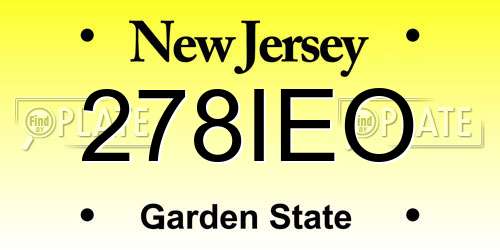 278IEO New Jersey License Plate