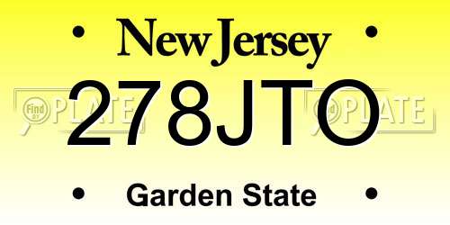 278JTO New Jersey License Plate