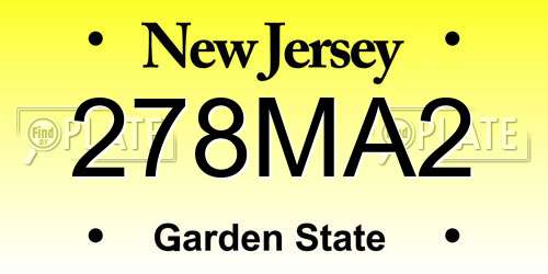 278MA2 New Jersey License Plate