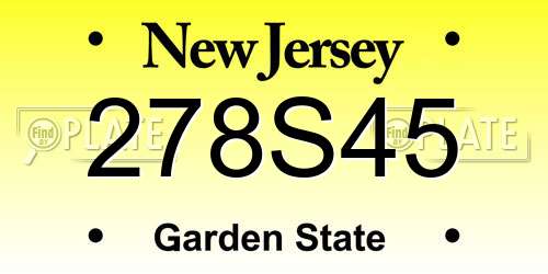 278S45 New Jersey License Plate