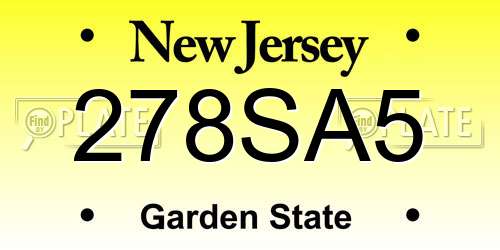 278SA5 New Jersey License Plate
