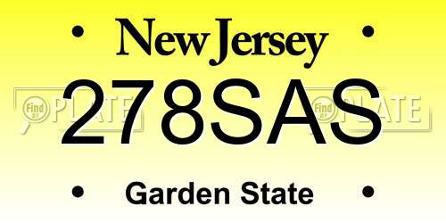 278SAS New Jersey License Plate