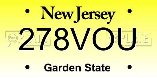 278VOU New Jersey License Plate