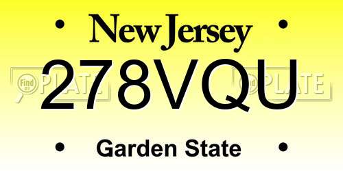 278VQU New Jersey License Plate
