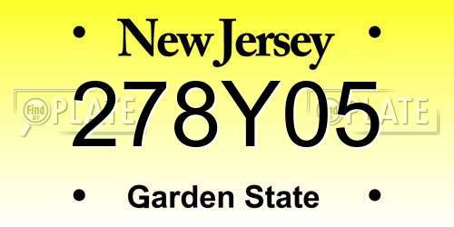 278Y05 New Jersey License Plate