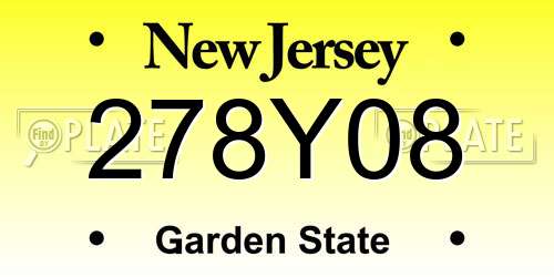 278Y08 New Jersey License Plate