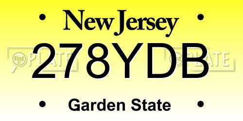 278YDB New Jersey License Plate