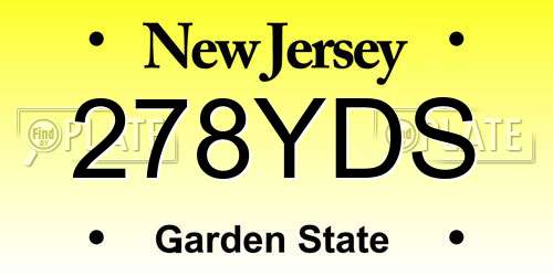 278YDS New Jersey License Plate