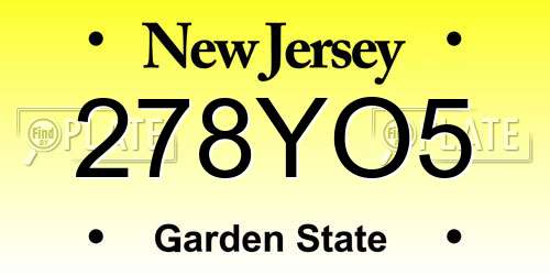 278YO5 New Jersey License Plate