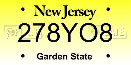 278YO8 New Jersey License Plate