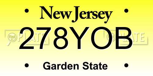 278YOB New Jersey License Plate