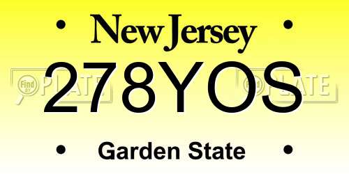 278YOS New Jersey License Plate