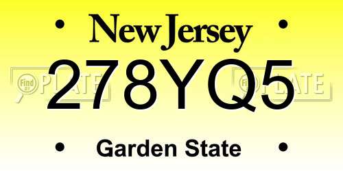 278YQ5 New Jersey License Plate