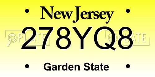 278YQ8 New Jersey License Plate